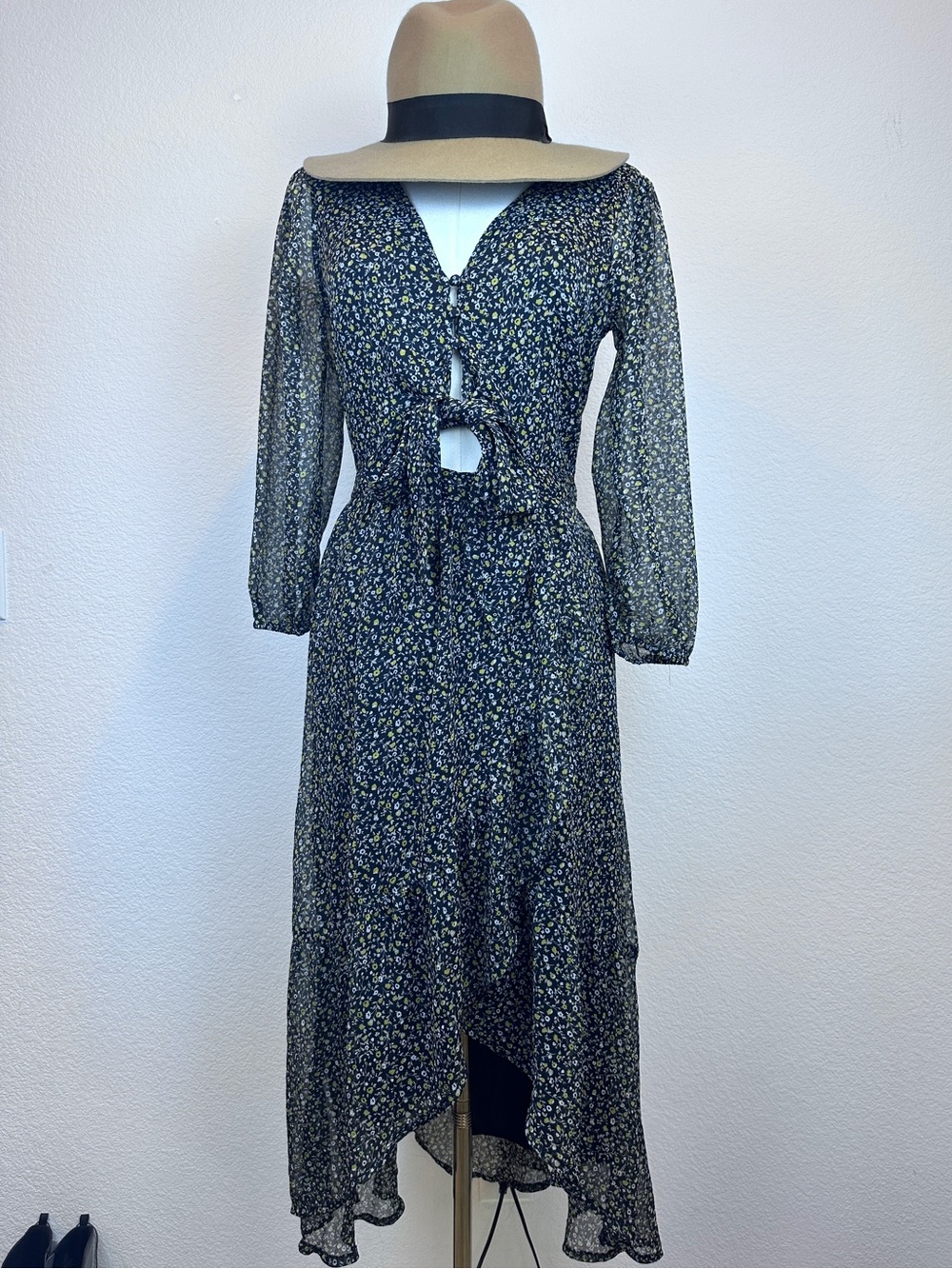 Abercrombie & Fitch Floral Tie Front High Low Midi Dress NWT Size S